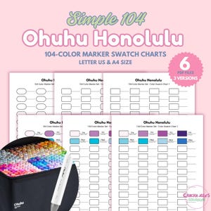 Ohuhu Honolulu 104 Marker Swatch Chart: Printable Color Test (PDF)