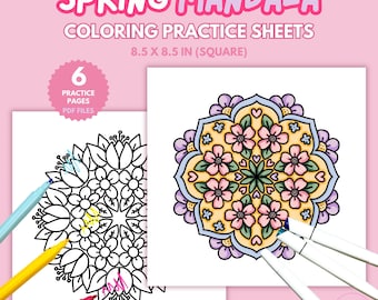 Spring Floral Mandala Coloring Pages: 6 Printable Designs (PDF)