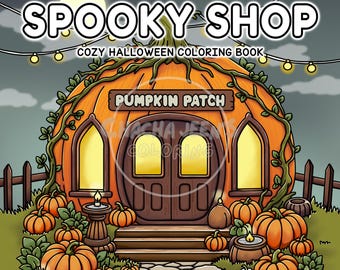 Spooky Shop Coloring Pages: Haunted Halloween Storefronts (PDF Download)