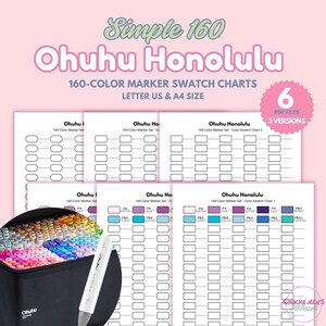 Ohuhu Honolulu 160 Marker Swatch Charts: Printable Color Test (PDF)
