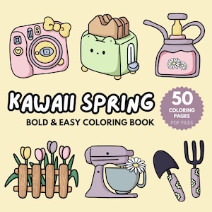 Kawaii Spring Coloring Book: 50 Bold Art Pages (PDF)
