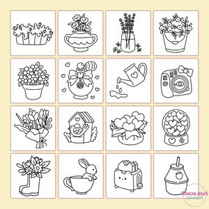 Kawaii Spring coloring pages, spring coloring book, cozy coloring pages, happy easter, cute bold easy coloring pages, coloring pages for adults and teens, Kawaii coloring pages, coloring books, hand drawn, Alcohol Markers, Coloring Pages PDF, Printable coloring Pages, digital download, instant download, Chachajeenscoloring