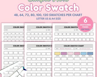 Color Swatch Chart: 48-120 Swatches, Printable PDF (A4/Letter)