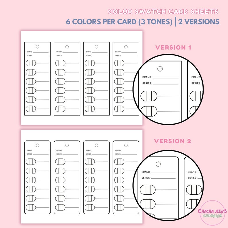 Simple Color Swatch Cards, 6, 12 Colors, Color Swatch Card Printable ...