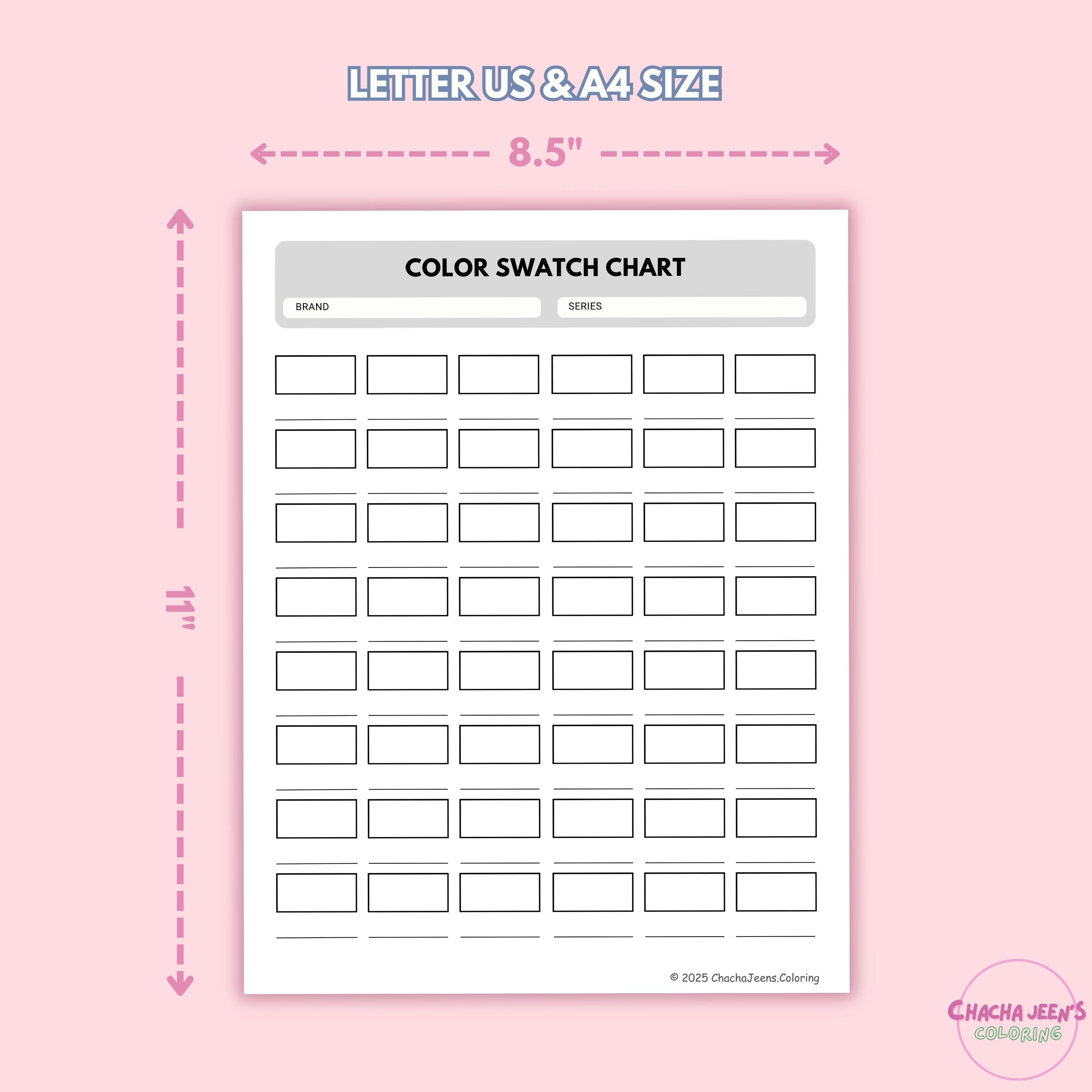 Color Chart 48 Fill In Color Swatch Chart: 48-120 Swatches, Printable PDF (a4/letter) - Etsy