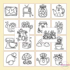Kawaii Spring coloring pages, spring coloring book, cozy coloring pages, happy easter, cute bold easy coloring pages, coloring pages for adults and teens, Kawaii coloring pages, coloring books, hand drawn, Alcohol Markers, Coloring Pages PDF, Printable coloring Pages, digital download, instant download, Chachajeenscoloring