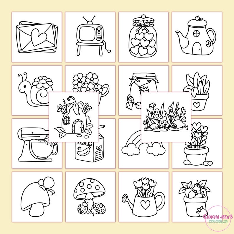 Kawaii Spring coloring pages, spring coloring book, cozy coloring pages, happy easter, cute bold easy coloring pages, coloring pages for adults and teens, Kawaii coloring pages, coloring books, hand drawn, Alcohol Markers, Coloring Pages PDF, Printable coloring Pages, digital download, instant download, Chachajeenscoloring