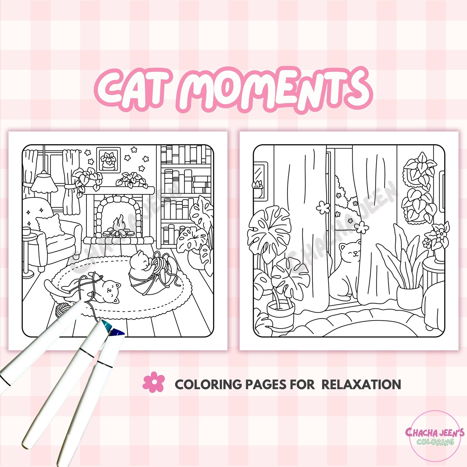 Cat Moments Coloring Pages , Cozy Meow Moments, Cute Cat Activities PDF ...