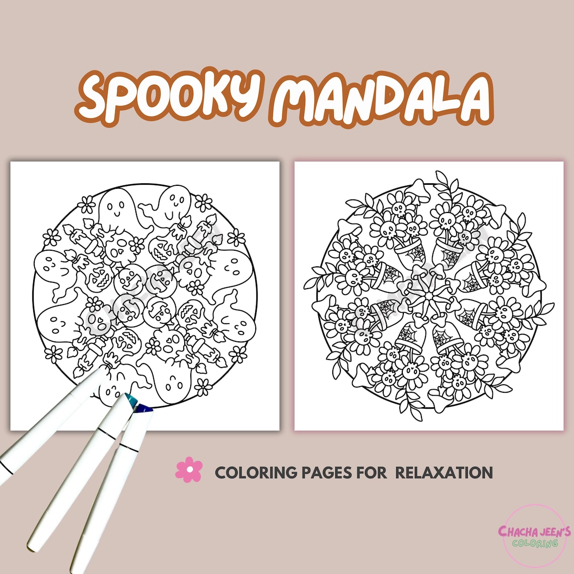 Spooky Mandala Coloring Pages: Haunted Halloween Mandala (PDF Download ...