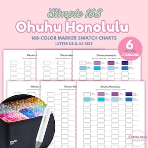 Ohuhu Honolulu 168 Marker Swatch Charts: A4 & Letter (Printable PDF)