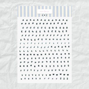 Foglio di adesivi con lettere di perline minimaliste, adesivi estetici con alfabeto, lettere per diario, cottagecore vintage