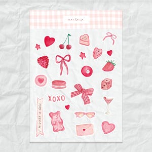 Planche de Stickers Girly Aesthetic, Décoration Planner, Bullet Journal, Scrapbooking, Papeterie Kawaii, Style Pinterest