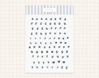 Minimalistyczny arkusz naklejek z koralikami i literami, estetyczne naklejki alfabetyczne, litery do dziennika, styl vintage cottagecore