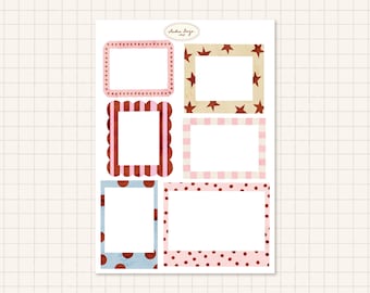 Sheet of Polaroid-style frame stickers for junk journal stationery, scrapbooking elements, photo booth props