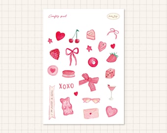 Arkusz naklejek w dziewczęcym stylu, dekoracja planera, dziennik Bullet, scrapbooking, artykuły papiernicze Kawaii, styl Pinterest