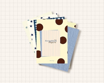 Scrapbook papers book A6 - for journaling, scrapbooking, polka dots, pattern, sheets of papers, junk journal, 14 paper designs