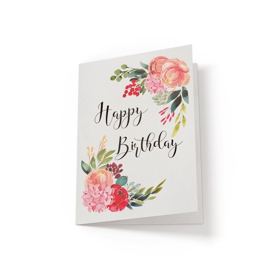 Happy Birthday Floral Birthday Card | Etsy