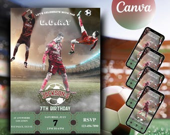 Ronaldo Birthday Invitation, CR7 invitation, Editable G.O.A.T Invitation, Canva Template, Soccer Birthday Invite, Soccerbirthday Invitation