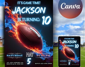 Faire-part de football, invitation à un match de football, invitation numérique pour anniversaire de football, match de football, invitation à une fête de sport, peut être modifié et imprimé