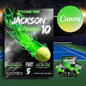 Tennis Ball Editable Birthday Invitation, Sport Invitation, Sport Birthday Party, Sport Theme flyer, all star Sport, Tennis, Tennis ball