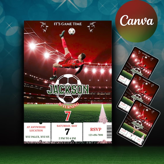 Ronaldo Birthday Invitation, CR7 invitation, Editable Ronaldo Invitation, Canva Template, Soccer Birthday Invite, Soccerbirthday Invitation
