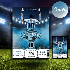 Messi Birthday Invitation, Iconic Celebration , Editable Messi Invitation, Canva Template, Soccer Birthday Invite, Soccer birthday Invite