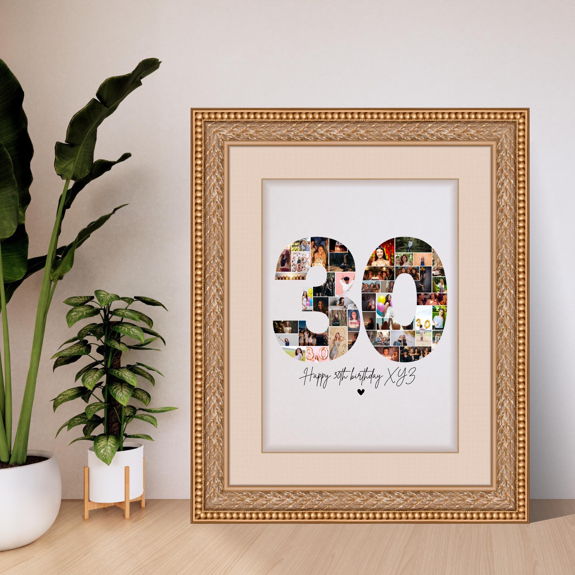30th Birthday Photo Collage, 30th Birthday Gift, Birthday Number 30 ...