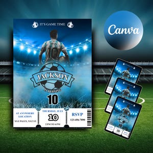 Messi Birthday Invitation, M10 invitation, Editable Messi Invitation, Canva Template, Soccer Birthday Invite, Soccer birthday Invitation