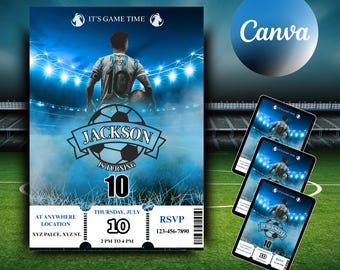 Messi Birthday Invitation, M10 invitation, Editable Messi Invitation, Canva Template, Soccer Birthday Invite, Soccer birthday Invitation