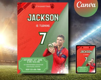 Ronaldo Nations League Birthday Invitation, CR7 invitation, Editable Ronaldo Invitation, Soccer Birthday Invite, Soccerbirthday Invitation