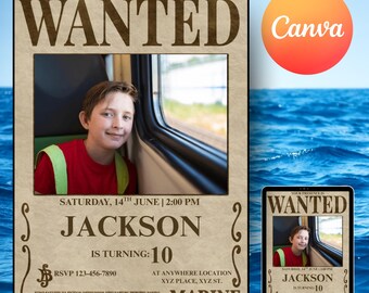 Bearbeitbar ONE PIECE Geburtstagseinladung, Anime Piraten-Geburtstagseinladung, Kindergeburtstagseinladung, Bild einladen, One Piece Adventure