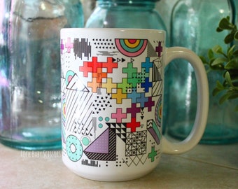 Rainbow Geometric Chaos Mug