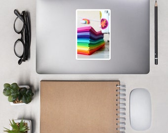 Rainbow Fabric Stack bubble-free stickers