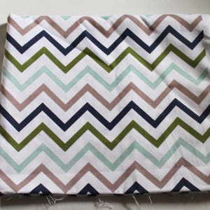 Destash Fabric, Chevron home decor weight green blue white brown navy blue mint olive image 2