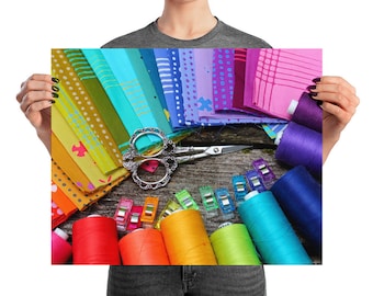 Rainbow Supplies with Scissors Printed Photograph | craft or sewing room wall decor | Poster