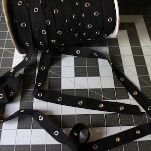 3/4 20mm Black Eyelet Tape with Nickle eyelets BY THE YARD image 1