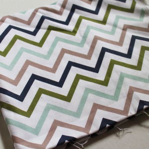 Destash Fabric, Chevron home decor weight green blue white brown navy blue mint olive image 1