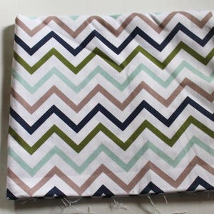 Destash Fabric, Chevron home decor weight green blue white brown navy blue mint olive image 3