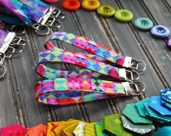 Rainbow Triangles Key Fob | Key Chain | Wrist Strap