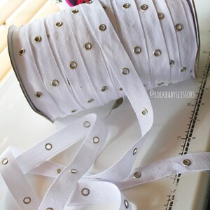 3/4 20mm White Eyelet Tape with Nickle eyelets BY THE YARD image 2