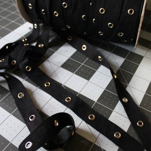 3/4 20mm Black Eyelet Tape with Nickle eyelets BY THE YARD image 2