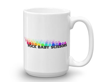 Rock Baby Scissors Rainbow Hexagon Mug