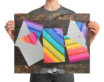 Patchwork Rainbow Panels Printed Photograph | craft or sewing room wall decor | Poster