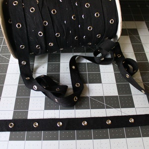 3/4 20mm Black Eyelet Tape with Nickle eyelets BY THE YARD image 3