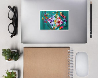 Rainbow Quilt Block bubble-free stickers