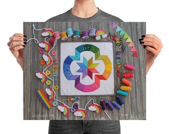 Rainbow Karie Jewell Mini Quilt Printed Photograph | craft or sewing