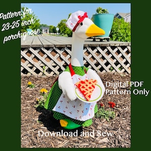 Digital PDF-sömnadsmönster - 23" förkläde, mössa, paj och avtagbara vingar till verandagås