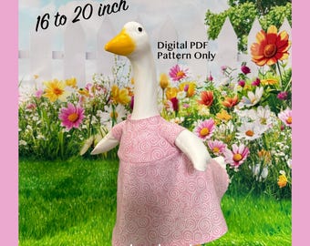 Digital PDF Sewing Pattern - 16" to 20" Porch Goose Basic Dress with Wings