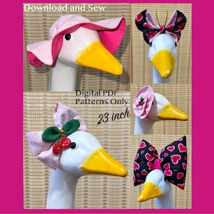 Digitale pdf-naaipatronen - 23" Porch Goose-hoofddeksels set van 5"