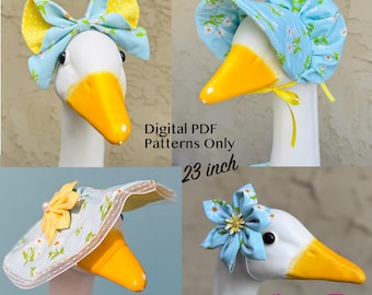 Digital PDF Sewing Patterns - 23" Porch Goose Accessories Bonnet, Hat, Flower, Bow